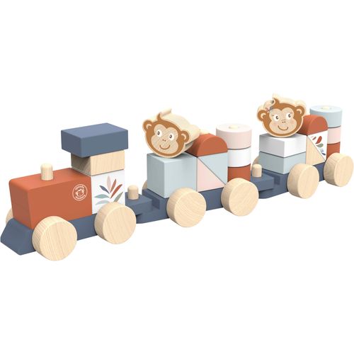 Stapelspielzeug SPEEDY MONKEY "Stapelzug", bunt, Stapelspielzeug, BabyB:6,5cm H:10,5cm L:40cm, Holz, aus Holz, FSC - schützt Wald, B:6,5cm H:10,5cm L:40cm