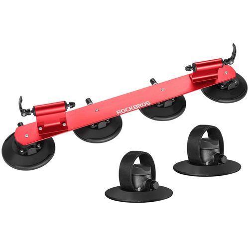 ROCKBROS Fahrradträger mit Saugnäpfe, Fahrrad Dachgepäckträger, für 2 Fahrräder, Rot