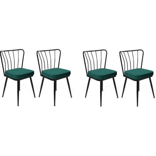 Skye Decor, Yldz-951 V4, Stuhlset (4 Stück), Grün, 100 % METALL, 43 x 42 x 82 cm