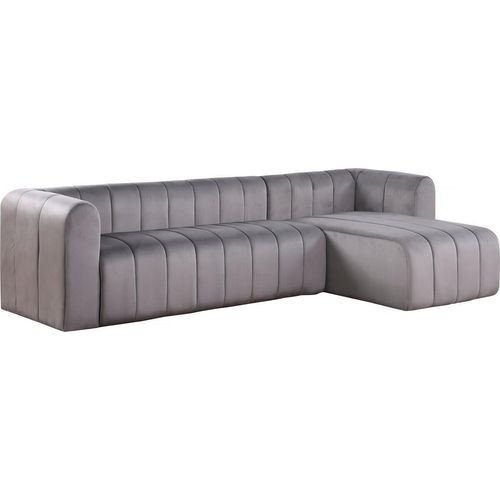 Ecksofa aus Samt "Victor Hugo" - 3-Sitzer - Grau