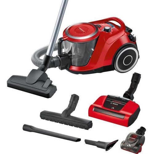 Staubsauger, Bosch BGS41PET1 Serie 6, Staubsauger ohne Beutel, ProAnimal, SensorBagless-Technologie, AirTurbo Plus-Bürste, Rot