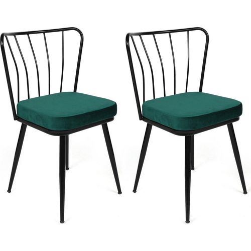 Skye Decor, Yldz-951 V2, Stuhlset (2 Stück), Grün, 100 % METALL, 43 x 42 x 82 cm
