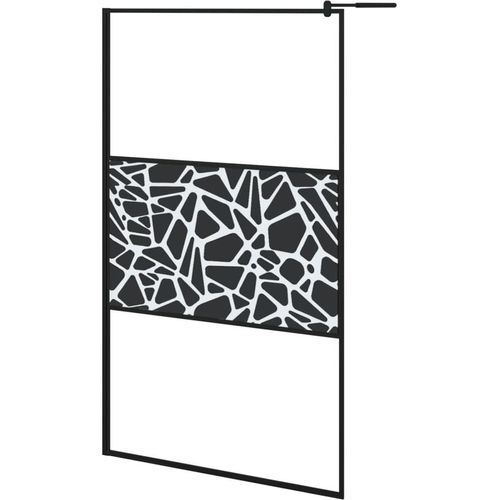 Duschwand für Walk-In Dusche 115x195 cm ESG Steindesign Schwarz