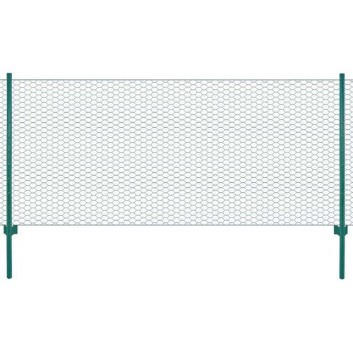 Maschendrahtzaun mit Pfosten Stahl 25 x 1 m Grün , Drahtzäune Design 2024