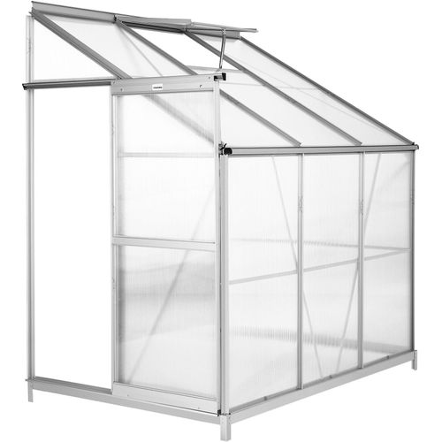 tectake® Anlehngewächshaus 4,09 m³, mit Fundament 192 x 128 x 202 cm