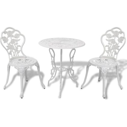 3-tlg. Bistro-Set Aluminiumguss Weiß