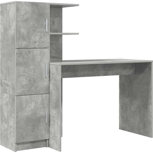 Schreibtisch Beton Grau 133,5 x 50 x 124 cm mit viel Stauraum und stabiler Schreibfläche