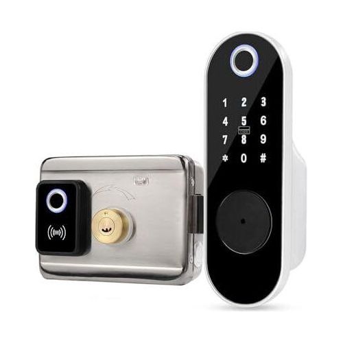 FTES RFKITS Tuya Fingerabdrucktür Schloss, Schlüssel ohne Schlüsseleingangstastatur, Latch-Taste, Anti-Peeking-Passwort, intelligente Anti-Diebstahl-S