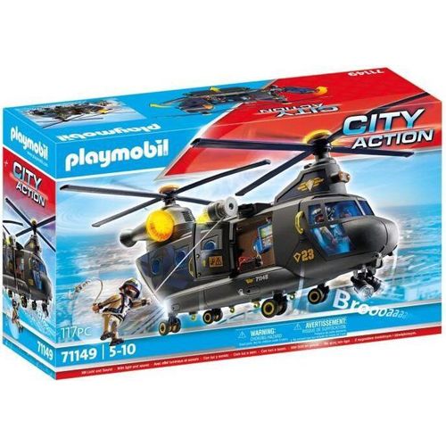 PLAYMOBIL City Action Spezialeinheiten Transporthubschrauber, 117 Teile, Mit Sound und Lichteffekten, Ab 5 Jahren