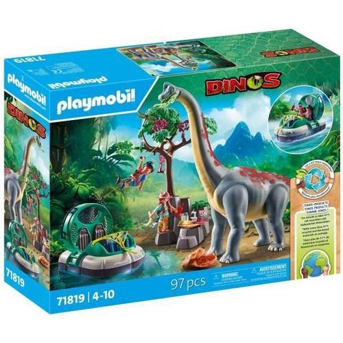 PLAYMOBIL Brachiosaurus, Entdecker, Luftkissenboot, 71819, Mit Zubehör, 3+ Jahre