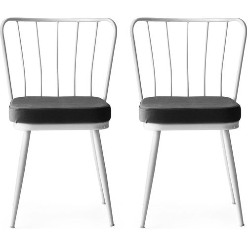 Skye Decor, Yldz - 962 V2, Stuhlset (2 Stück), Weiß, 100 % METALL, 43 x 42 x 82 cm