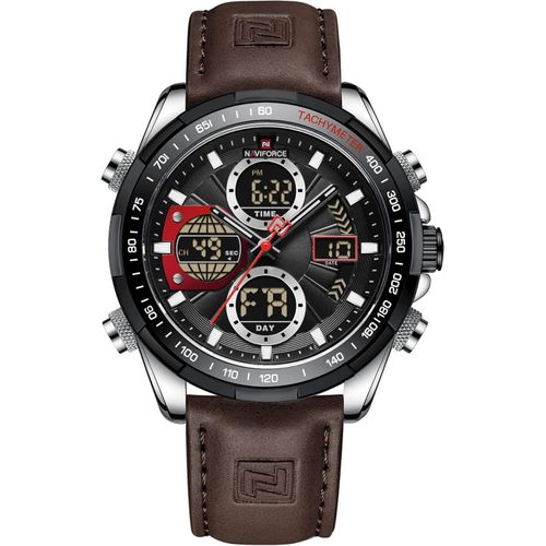 Herren Digital-Analog Quarzuhr mit Lederarmband – Militär-Stil, wasserdicht, Multifunktion, LED, Datum & Chronograph – sportlich & elegant