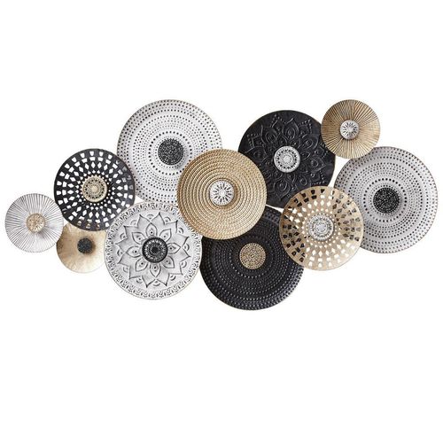 Ambia Home Wanddeko , Schwarz, Weiß, Gold , Metall , 68x6x134 cm , rostfrei , Dekoration, Skulpturen & Dekoobjekte, Wanddeko