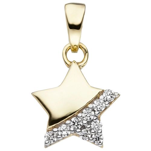 Sternanhänger JOBO "Anhänger Goldanhänger Stern 11 mm", gelbgold 375, Schmuckanhänger, Mädchen, Gelbgold 375, 375 Gold mit 9 Zirkonia