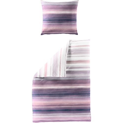 Bettwäsche BIERBAUM "4068", lila (plum), B/L: 155cm x 220cm, 1 Stk., 1 Stk., Seersucker, B/L: 80cm x 80cm, 2 Stk., Seersucker, Obermaterial: 100% Baumwolle, Bettwäsche, Bettwäsche, Seersucker, 100 % Baumwolle, bügelfrei