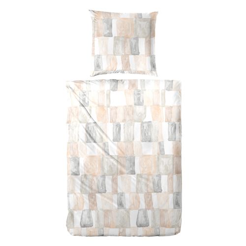 Bettwäsche PRIMERA "Perkal-Bettwäsche Watercolor Check", beige (natur), B/L: 155cm x 220cm, 1 Stk., 1 Stk., Perkal, B/L: 80cm x 80cm, 2 Stk., Perkal, Obermaterial: 100% Baumwolle, Bettwäsche, Bettwäsche, mit Karo-Muster