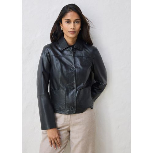 bonprix Lederjacke aus softem Lammnappa, schwarz, Gr.48, moderne Lederjacke aus hochwertigen Lammnappa, aus Nappaleder