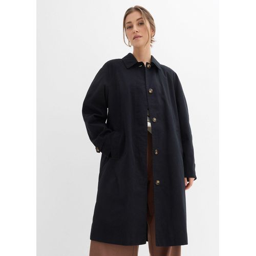 bonprix Einreihiger Trenchcoat, schwarz, Gr.40, Einreihiger Trenchcoat mit verdeckter Knopfleiste und zwei Leistentaschen vorne, 100% Baumwolle