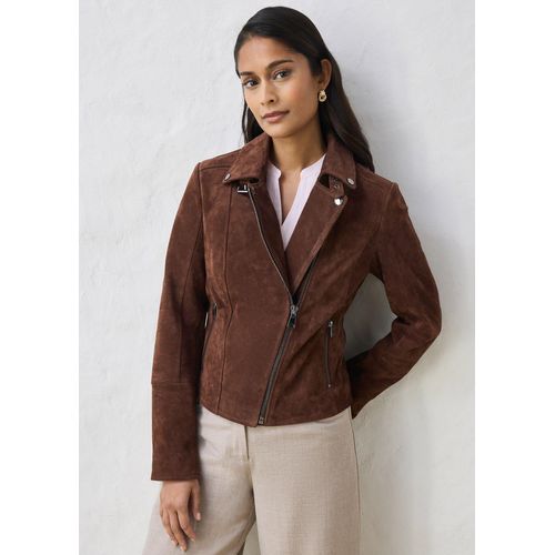 bonprix Biker-Velourslederjacke, braun, Gr.40, coole Biker-Lederjacke aus hochwertigen Veloursleder, aus Veloursleder