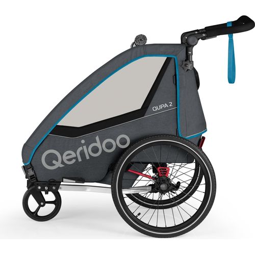Qeridoo QUPA 2 Blue Kinderfahrradanhänger Zweisitzer