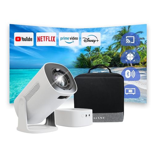 Kiano Vision Projektor Tragbarer Beamer | 1280 x 720 HD | Smart TV | Android 11 | Externer Akku | HDMI USB