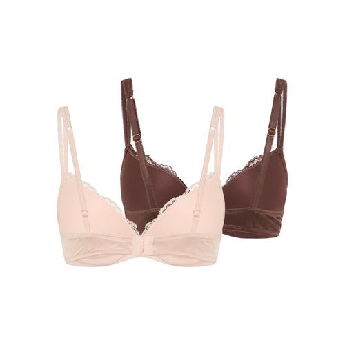 Push-up-BH DORINA "Origins Shiny Micro", Damen, Gr. 85, Cup C, pink, braun, Spitze, Obermaterial: 63% Polyamid, 19% Elasthan, 18% Polyester, BHs Push-up-BH, vorgeformte Cups, Spitzendetails, Doppelträger vorn