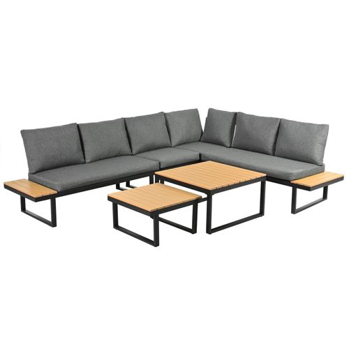 Gartenmöbel-Set,Eckstellung,mit verstellbarer Neigungsfunktion (5-stufig, bis 55°)verzinktes Stahlrohr,mit zwei Couchtischen