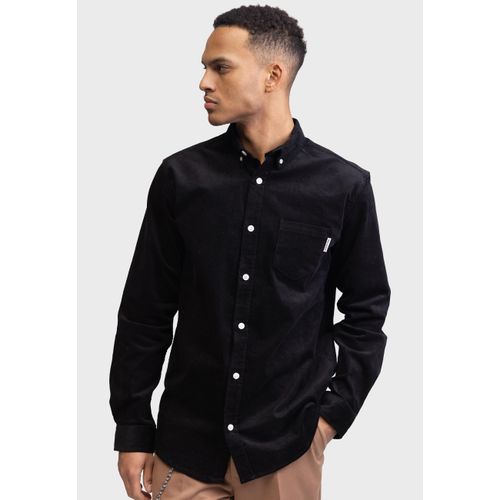 Langarmhemd REDEFINED REBEL "Redefined Rebel Shirt RRPark Shirt Corduroy REGULAR FIT", Herren, Gr. L, Normalgrößen, schwarz, Cord, 98% Baumwolle, 2% Elasthan, Hemden