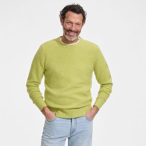 Wool Touch Rundhals-Pullover, Herren,  Grün, Wolle/Polyester/Nylon, by Lands' End