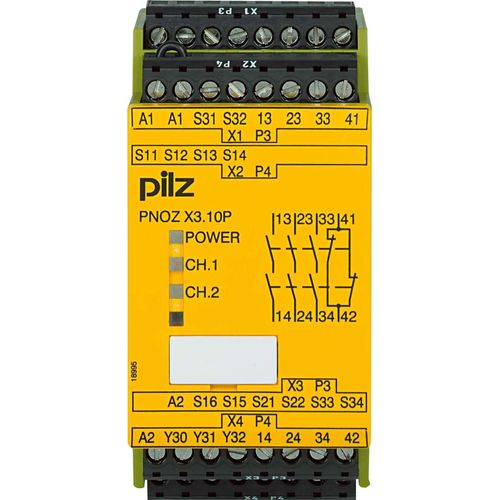 Pilz Not-Aus-Schaltgerät 24ACDC 3n/o 1n/c 1so PNOZ X3.10P, 777314