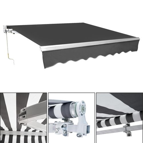Yakimz Gelenkarmmarkise 350x300cm einziehbare Markise Sonnenschutz Balkonmarkise Gelenkarmmarkise Gelenkarm Sonnenschutz Grau