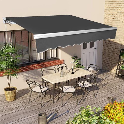Gelenkarmmarkise 350x300cm einziehbare Markise Sonnenschutz Balkonmarkise Gelenkarmmarkise Gelenkarm Sonnenschutz Grau