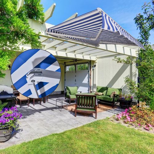 Gelenkarmmarkise 350x300cm einziehbare Markise Sonnenschutz Balkonmarkise Gelenkarmmarkise Gelenkarm Sonnenschutz Blau / Weiß
