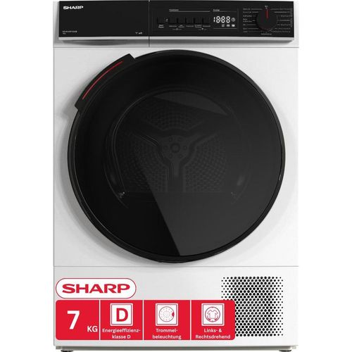 Sharp KD-WNHB7S9GWD-DE Wärmepumpentrockner, 7 kg, WiFi, Super Silent Zweifachverglasung, BubbleDrum, LED-Trommellicht, 15 Programme, Klasse D