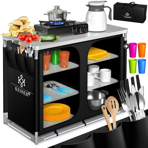 KESSER® Campingschrank, Campingküche mit Aluminiumgestell, inkl.Tragetasche , Kocherschrank für Camping , Campingmöbel , Outdoor