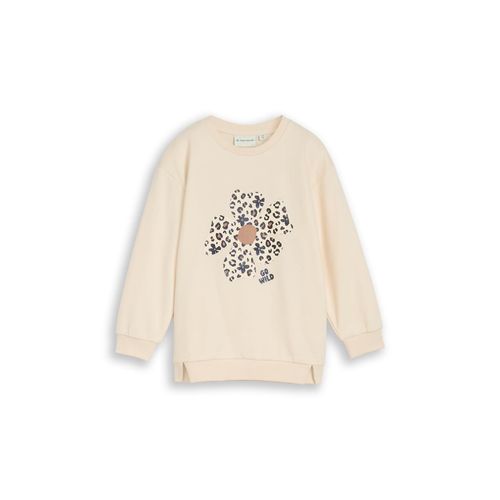 TOM TAILOR Mädchen Oversize Sweatshirt mit Print, weiß, Uni, Gr. 92/98
