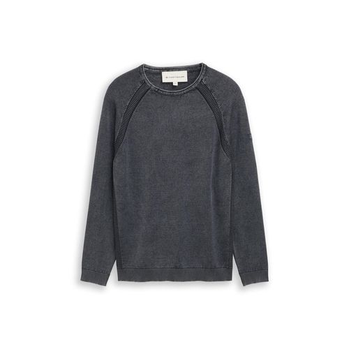 TOM TAILOR Herren Strickpullover aus Baumwolle, blau, Uni, Gr. M