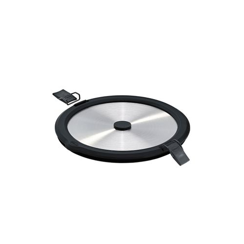 Deckel RÖSLE "Edelstahldeckel FLEXX 2GO 0,8 L rund mit Clips", silberfarben, schwarz, B:16,5cm H:1,6cm L:17cm, Edelstahl 18/10, Silikon, Deckel, Deckel, Deckel für 0,8 L Dose FLEXX 2GO