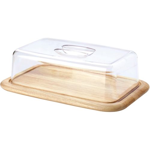 Käseglocke CONTINENTA, beige (natur, transparent), B:25,5cm H:11,5cm L:38,5cm, Holz, Kunststoff, Servierglocken, Käseglocke, (Holzunterteil/Kunststoffglocke)