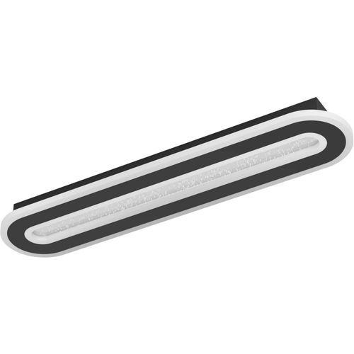 EGLO Deckenleuchte "Macchioni Deckenlampe, Küchenlampe aus Metall und Kusntoff, Lampe", schwarz, 1, H: 4,5cm, 1 Stk., Leuchten, Wand-/Deckenleuchte - L55 x B12 x H4,5 cm - schwarz, weiß - 20W inkl., Deckenleuchte