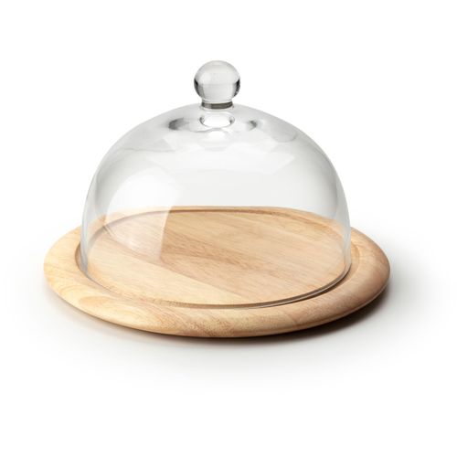 Käseglocke CONTINENTA, beige (natur, transparent), H:16cm Ø:26cm, Glas, Holz, Servierglocken, Käseglocke, 2-teilig