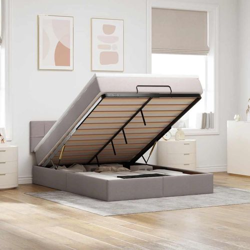 Maison Exclusive - Ottomanische Bett mit Matratze & LEDs Taupe 140x190 cm Stoff