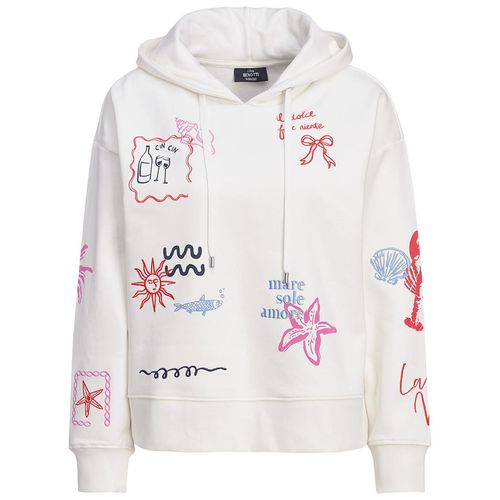 Damen Hoodie mit Print und Stickerei