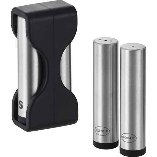 Salz- / Pfefferstreuer RÖSLE "Salz- und Pfeffer Set FLEXX 2GO", silberfarben, B:1,3cm H:5,6cm Ø:1,3cm, Gewürzstreuer, Salz- / Pfefferstreuer, inklusive Bestecktasche