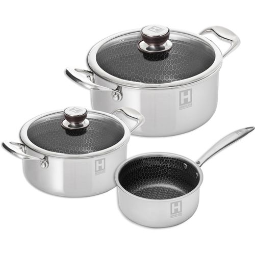 Topf-Set HENSSLERS, silber (silberfarben), Töpfe, Topf-Set, Mehrschichtmaterial für hohe Beständigkeit und Kratzfestigkeit