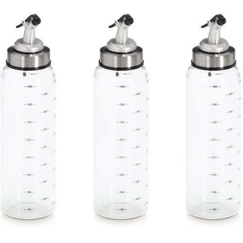 Menage-Set ZELLER PRESENT "Essig-/Ölflasche, 3-tlg.", transparent, H:24,5cm Ø:6,5cm, Menage-Sets, Menage-Set, präziser Ausguss, 500 ml