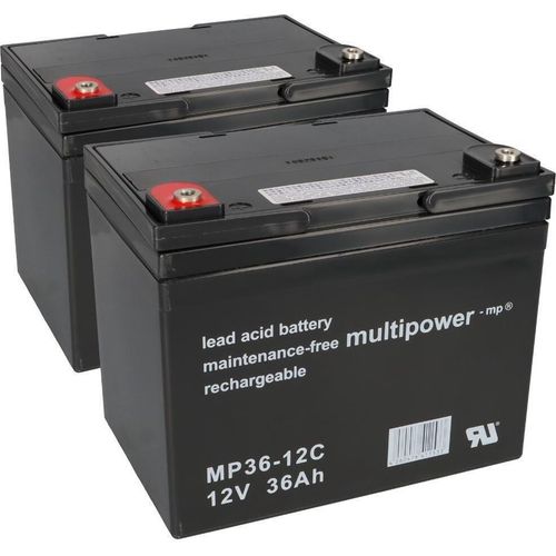 Ersatzakku für Shoprider Gemini 36 2x Multipower 12V - 36Ah Zyklenfest AGM VRLA