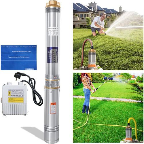 Jopassy Tiefbrunnenpumpe 4" Brunnenpumpe Tauchpumpe Wasserpumpe Gartenpumpe Edelstahl 20 Meter 1100 W 4000L/h
