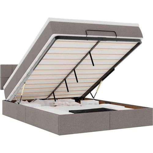 Ottomanische Bett mit Matratze & LEDs Taupe 140x190 cm Stoff