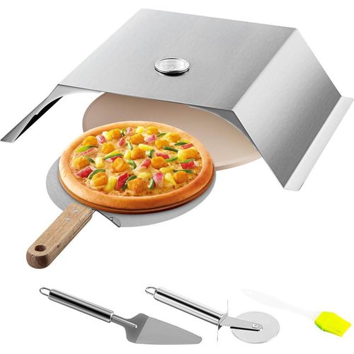 Pizzaofen-Set, Edelstahl-Grill-Pizzaofen, Pizzaofen-Set für die meisten 22-Zoll-Holzkohlegrills, Grill-Pizzaofen-Set inklusive Pizzakammer, 13-Zoll-runder Pizzastein, 10 x 11,8 Zoll große Pizzaschaufel